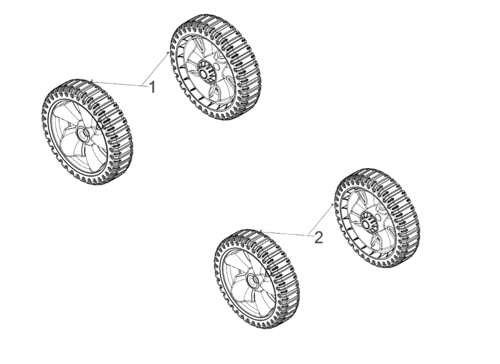 Wheels Diagram and Parts List for 11A-A1S5345 2018 Yard Machines Lawn Mower